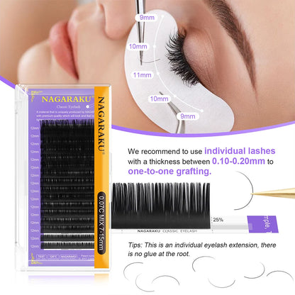 NAGARAKU All Size 6 Case C D Curl Faux Mink Eyelashes Extension Individual Eyelashes Artificial Fake False Eyelashes Make up