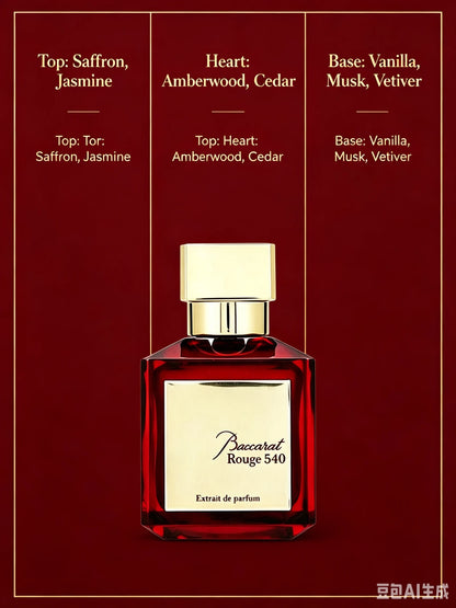 Baccarat Rouge 540 Extrait De Parfum Luxury Unisex Perfume, Rich Amber Saffron Cedarwood Woody Floral Fragrance, Long Lasting Intense Scent for Evening Party Wedding Date Holiday, Premium Quality Fragrance Gift for Men Women,