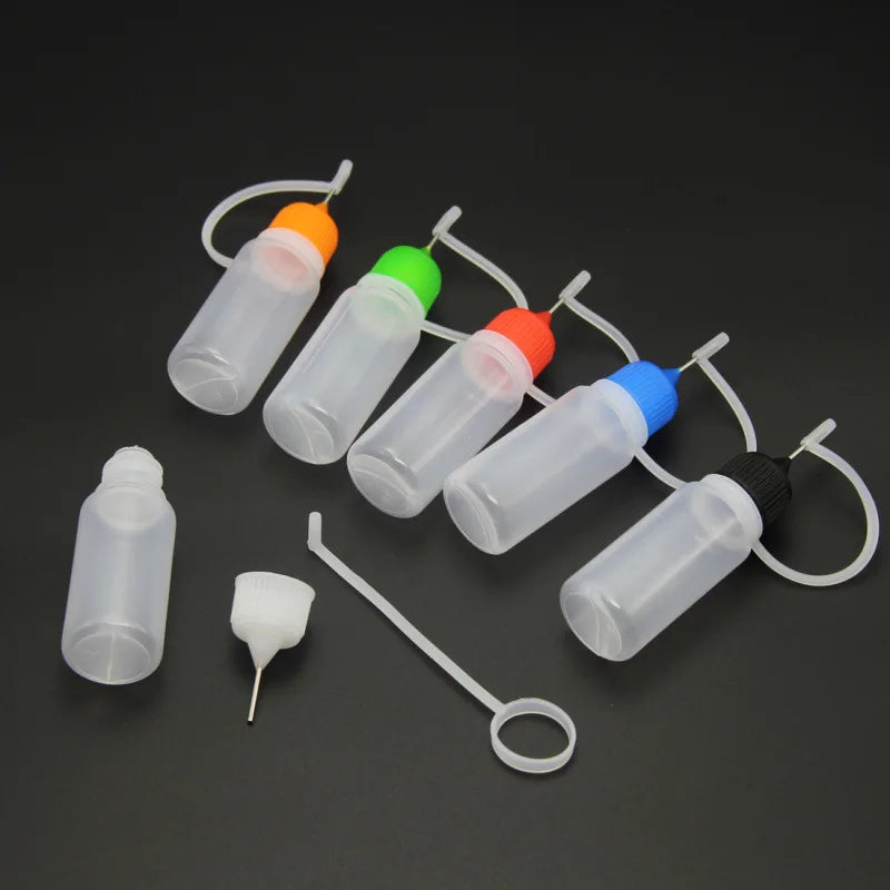 1PC 10ml Colorful Needle Tip Bottle Refillable Squeezable Needle Bottle Point Line DIY Polymer Clay Tool Glue Applicator Bottle