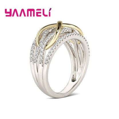 Infinity Love Ring 925 Sterling Silver Color Shining Cubic Zircon Bowknot Letter 8 Eternity Promise Jewelry for Woman Girlfriend