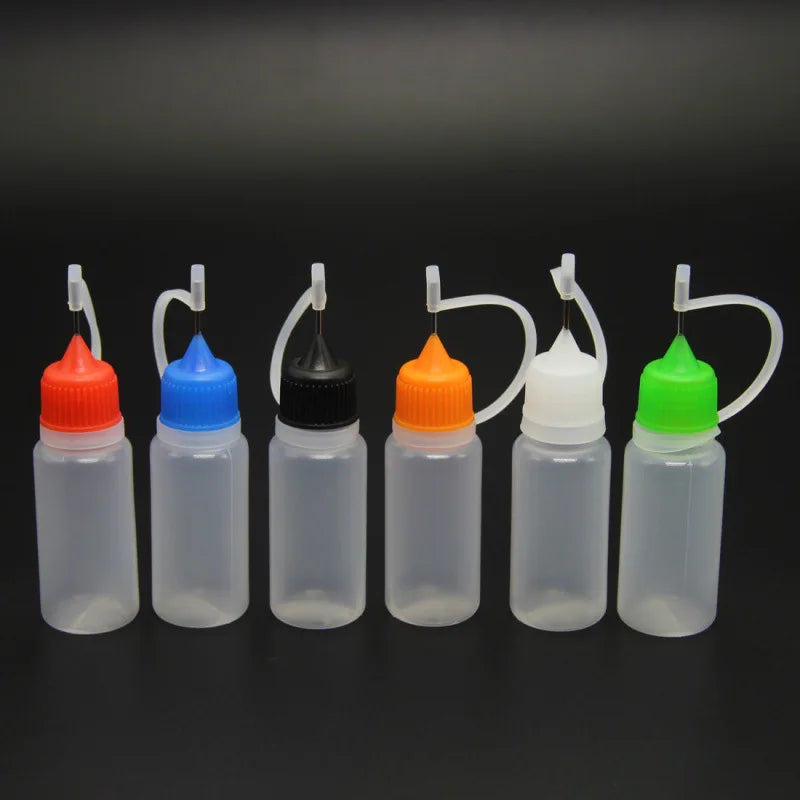 1PC 10ml Colorful Needle Tip Bottle Refillable Squeezable Needle Bottle Point Line DIY Polymer Clay Tool Glue Applicator Bottle