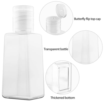 30ml Transparent Plastic Bottle Flip Cover Hand Sanitizer Gel Bottles Portable Travel Refillable Bottle Cosmetics Container Jar