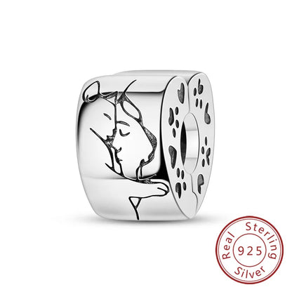 Charms 925 Sterling Silver Dog Cat Paw Print Love Pets Charms Beads Fit Original Bracelets Necklaces Pendant Women DIY Jewelry
