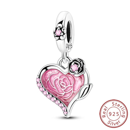 Original 925 Sterling Silver Heart Love Charms Beads Pendant Fit Original Bracelet Necklace DIY Charms Women Man Jewelry Gift