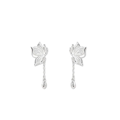 925 Sterling Silver Hollow Butterfly Stud Earrings For Women Luxury Designer Jewelry Wholesale Accessories Prevent Allergies