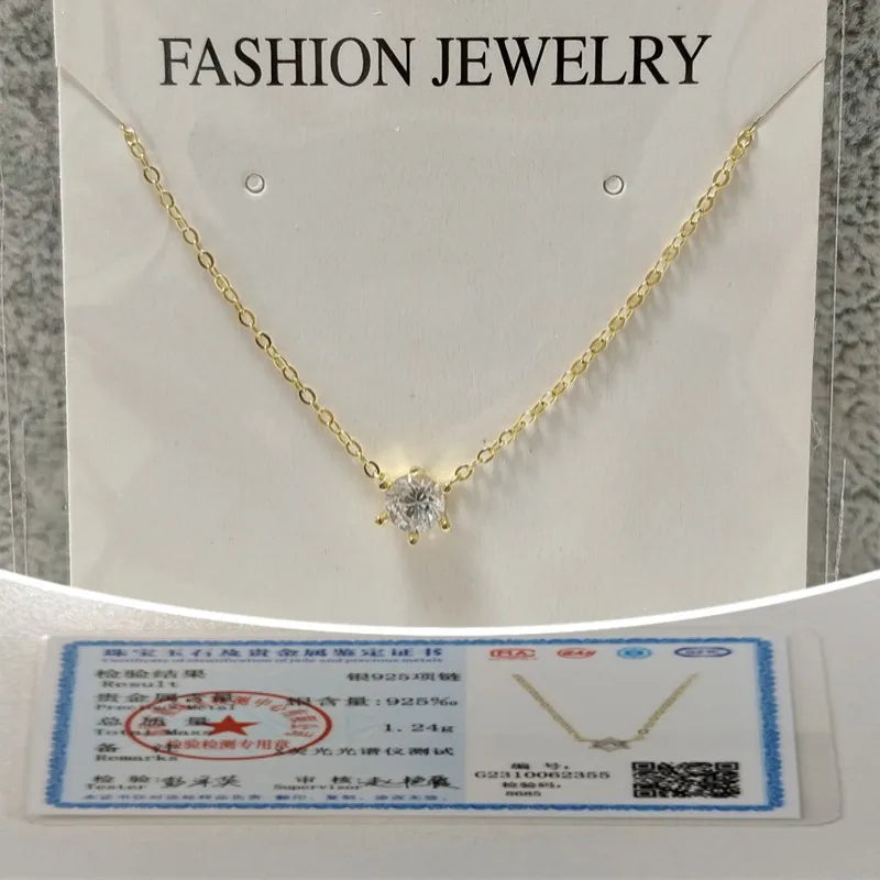 Somilia 925 Sterling Silver Necklace For Women 18K Rose Gold Plated 5A Zircon Pendant Necklace Real Money Fine Jewelry Moms Gift