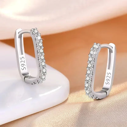 Hot Popular 925 Sterling Silver Charms Crystal Jewelry Fashion Zircon Circle Hoop Earrings For Woman Lady Wedding Party Gift