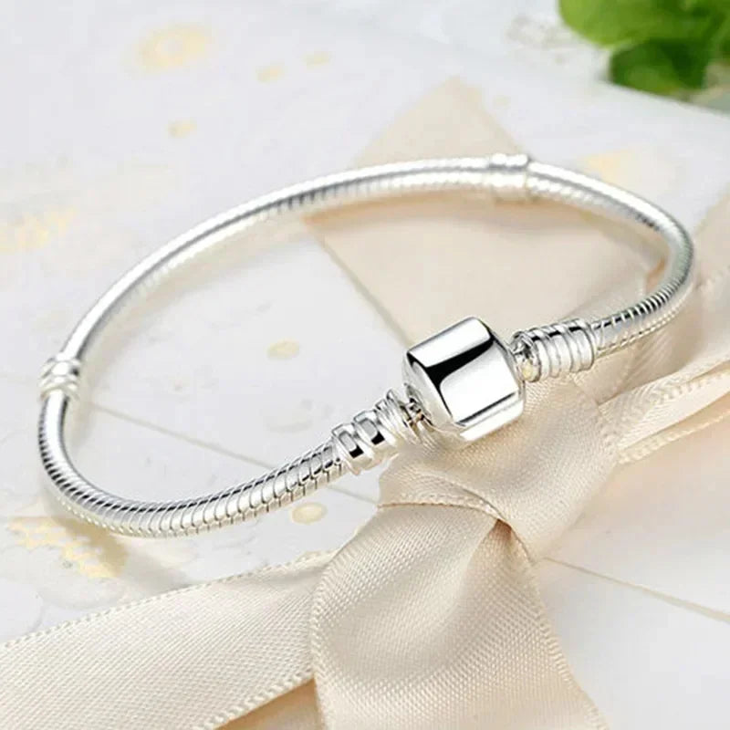 New 925 Sterling Silver Snake Chain DIY Charm Bracelet for Women Gift Jewelry with Bracelets for Women браслет серебряный