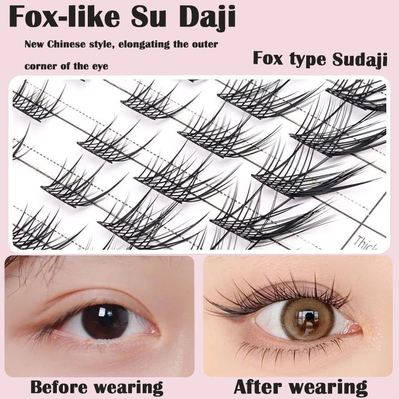 10 Rows Individual Mink Eyelashes 1/box 60 Bundles Natural Eyelash Extension 3D Russia Lashes Cluster Fox Eye Effect Makeup Lash