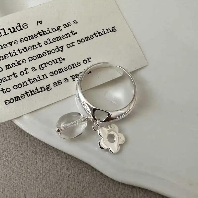 VENTFILLE 925 Sterling Silve Flower Ring for Women Gift Hollow Out Design Retro Hip Hop Versatile Jewelry Party Gift Dropship