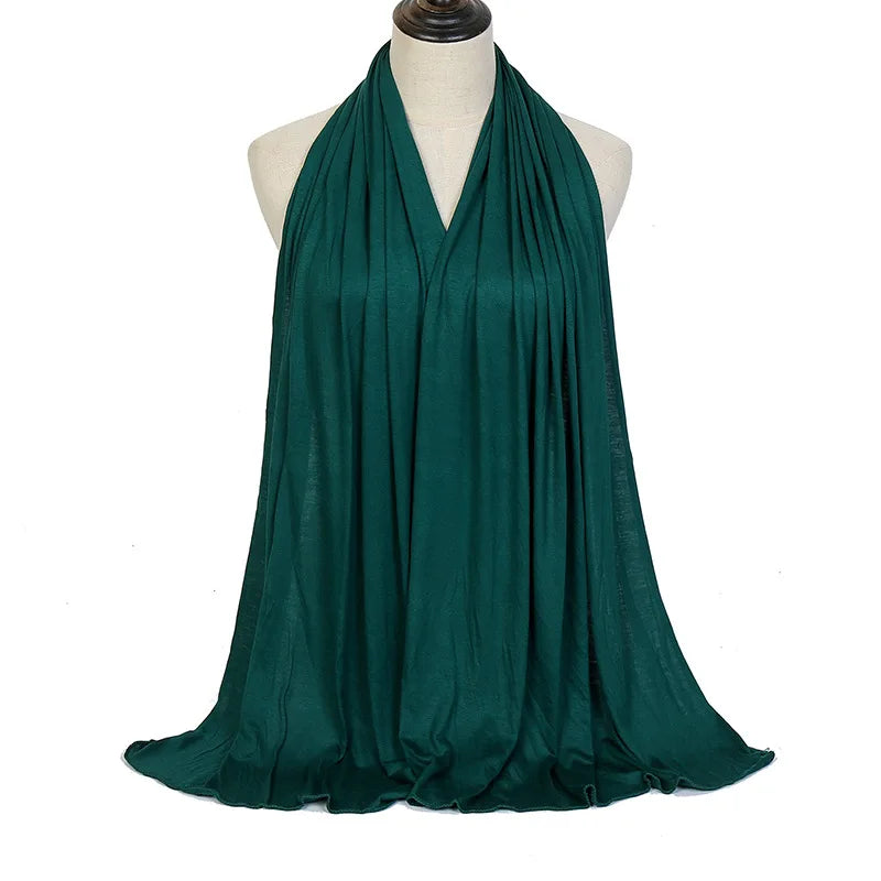 170x60cm Modal Jersey Instant Hijab Long Stretchy Soft Breathable Solid Color Head Wrap Shawl for Muslim Ladies Ramadan Prayer