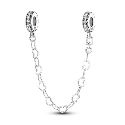 Safety Chain Charms Fit Original 925 Sterling Silver Charms Beads Moon Star Butterfly Heart Safety Chain For Women Jewelry Gifts