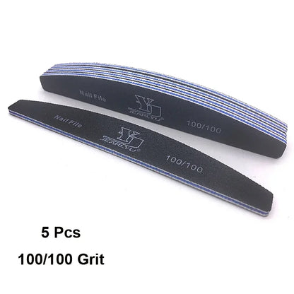 5Pcs Professional Nail File Set – 80/100/150/180/240 Grit Mix | Colorful Emery Boards for Shaping, Buffing & Cuticle Prep