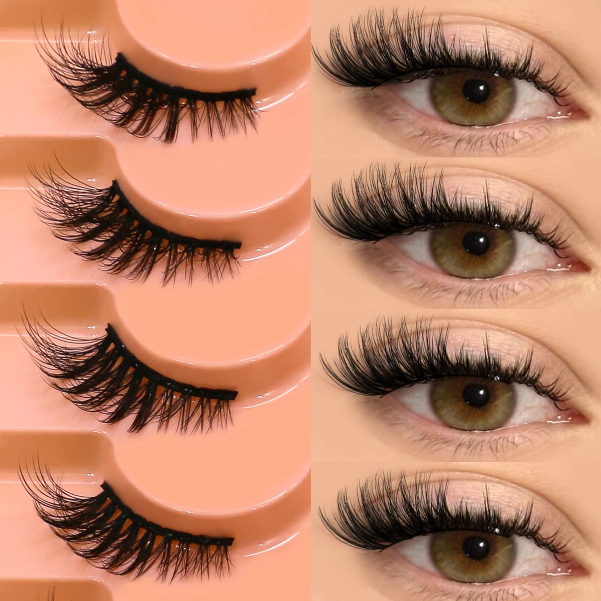 VELTRINAY Half Lashes Natural Cat Eye Eyelashes Wispy False Eyelashes 3D Volume Strip Natural Lashes Fake Eyelashes Makeup