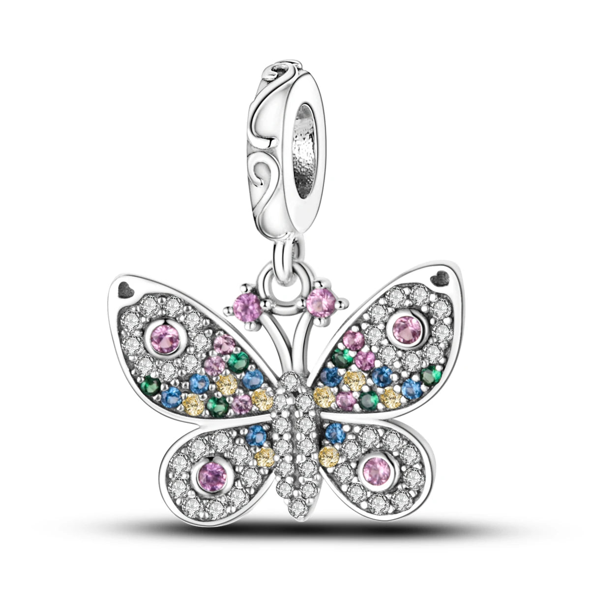 925 Silver Rainbow Flower Dragonfly Charms Dangle Charm Animal Bead Fit Original Bracelet Jewelry DIY