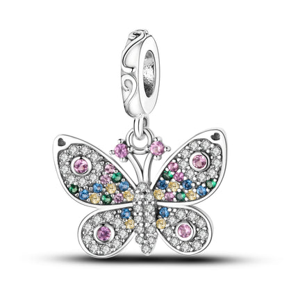 925 Silver Rainbow Flower Dragonfly Charms Dangle Charm Animal Bead Fit Original Bracelet Jewelry DIY