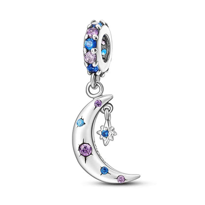 New 925 Sterling Silver Cosmic Star Moon Charms Pendants For Women Fit Original Bracelet DIY Jewelry Gifts