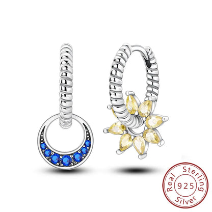 New 925 Sterling Silver Hoop Earrings Star Moon Stud Drop Earrings For Woman Party Wedding Accessories Fashion Jewelry Gift