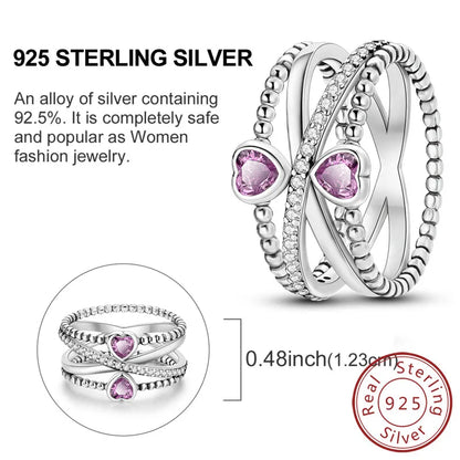 Rings Original 925 Sterling Silver Rings Bow Heart Sun Moon Star Zircon Rings For Women Jewelry Birthday Anniversary Gifts