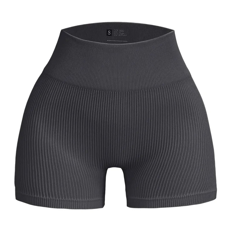 Women's Ribbed Knited Shorts Seamless Yoga Shorts Stretchy High Waist Shorts Sexy Hip Liftting Cycling Running Three Point Pants