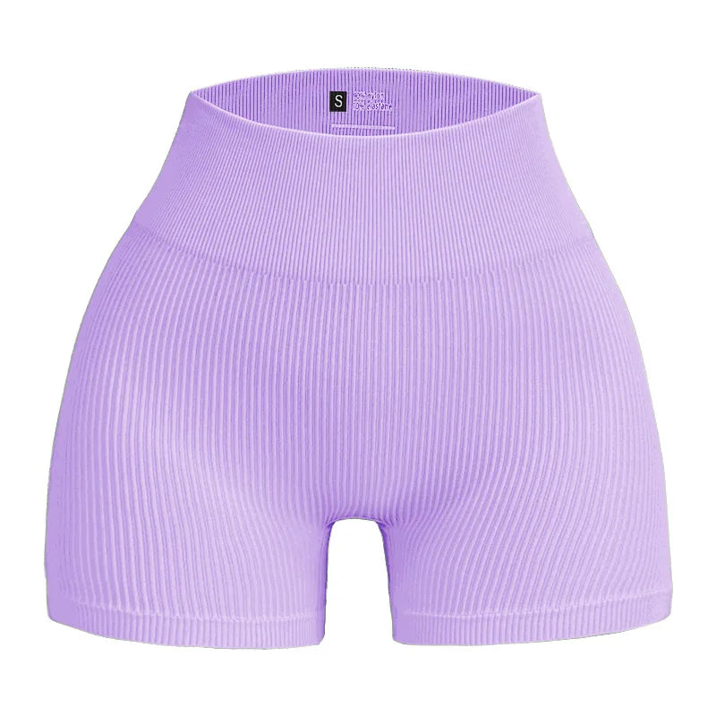 Women's Ribbed Knited Shorts Seamless Yoga Shorts Stretchy High Waist Shorts Sexy Hip Liftting Cycling Running Three Point Pants