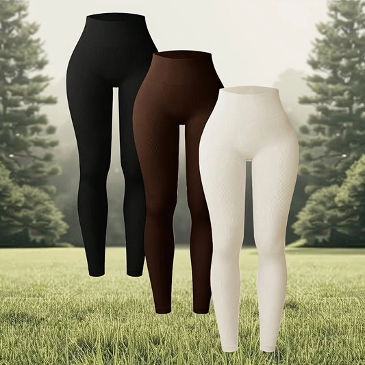 Women's Seamless Knit High Waist Yoga Leggings, Butt Lifting Slim Fit Sports Pants for Running & Fitness Training