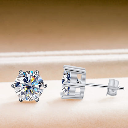 TY D Color Brilliant Round Cut Lab Moissanite Dia Stud Earrings For Women 925 Sterling Silver Plated Wedding Fine Jewelry Gift