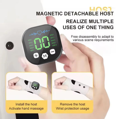 EMS Electric Hand Wrist Massager 10 Mode Vibration Massage 29 Levels Massage Hands Rechargeable Wrist Brace Protector Wrap