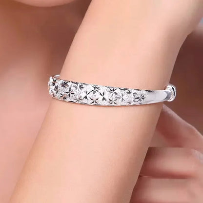 925 Sterling Silver Original Romantic Gypsophila Star Bangles for Women Bracelets Fashion Party Wedding Accessories Jewelry