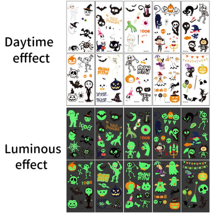 Halloween Luminous Temporary Tattoos Stickers UV Glow Fluorescent in the Dark For Body Face Tattoo Stickers Party Accessorie