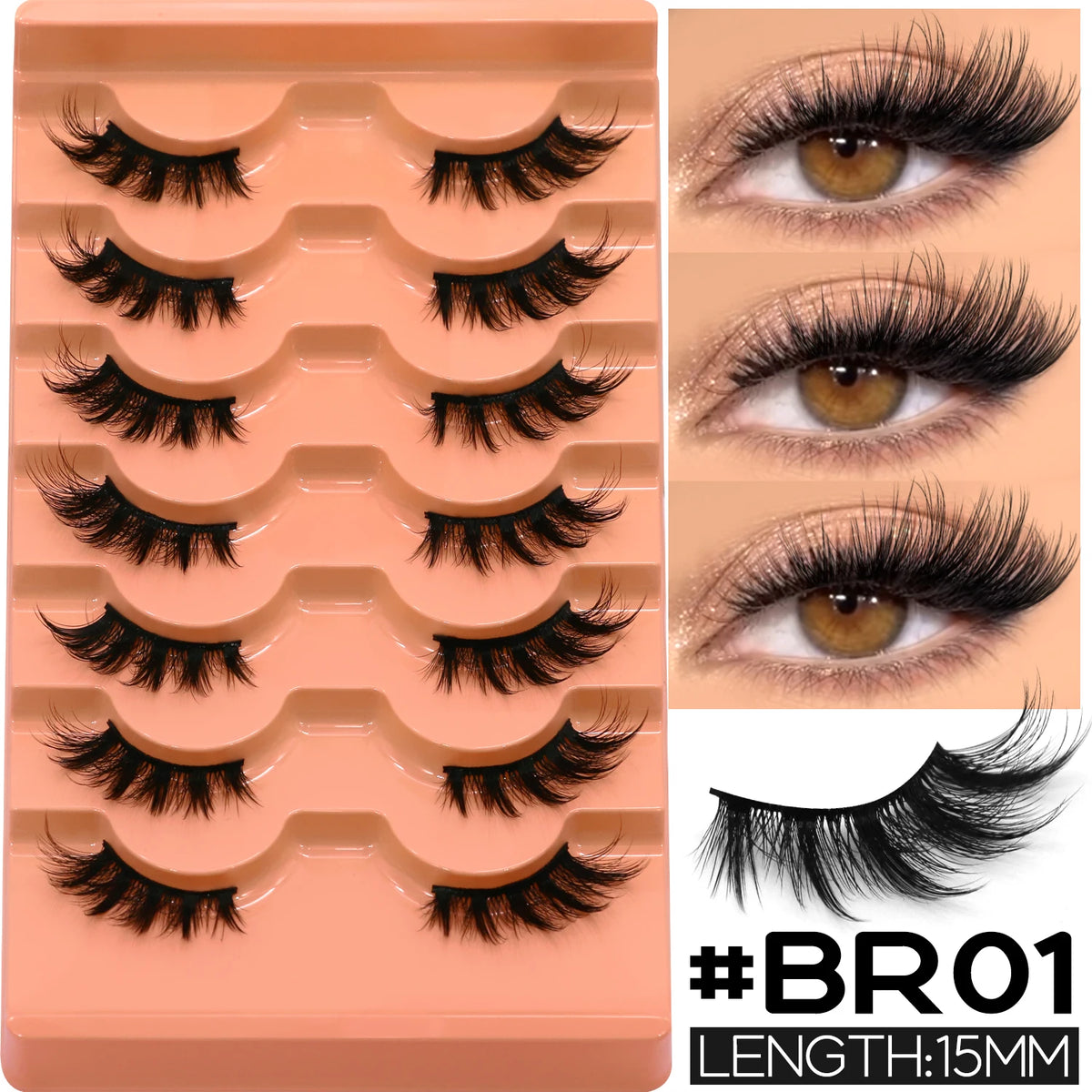 VELTRINAY Half Lashes Natural Cat Eye Eyelashes Wispy False Eyelashes 3D Volume Strip Natural Lashes Fake Eyelashes Makeup