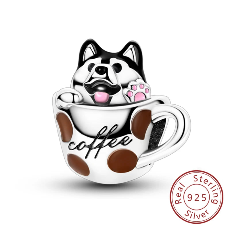 Charms 925 Sterling Silver Dog Cat Paw Print Love Pets Charms Beads Fit Original Bracelets Necklaces Pendant Women DIY Jewelry