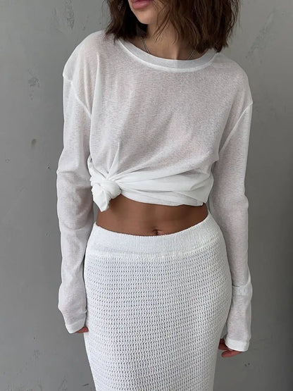 Hirsionsan 2025 Basic soft  T Shirts Women Summer autumn Long Sleeves Loose Bottom Tees Ladies Casual Knitted Soft Woman Tops