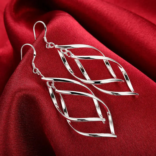 Fine High Quality Silver Color Earrings Fashion Jewelry Elegant Woman  Hanging Drop Long Wedding Christmas Gifts