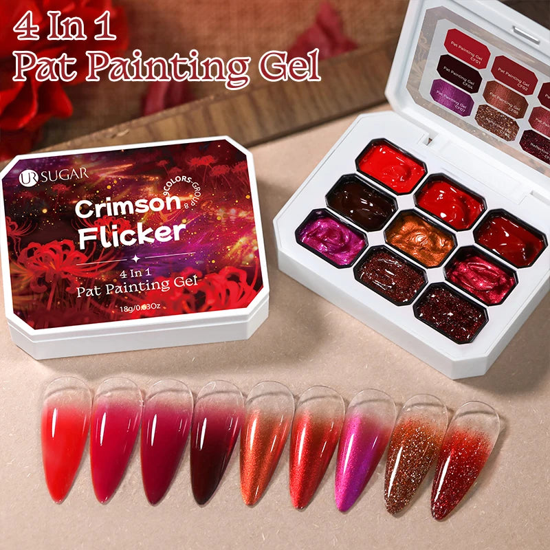 UR SUGAR 9 Colors Patting Painting Gel Nail Polish 4 In 1 Transfer French Design UV LED Soak Off Gel Varnish Gradient Pat Gel