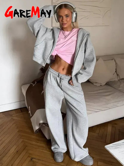 Autumn Women's Tracksuit with Zipper and Trousers Gary Casual Two Piece Set Women Casual Yellow  Pant Sports Suit with A Hood
