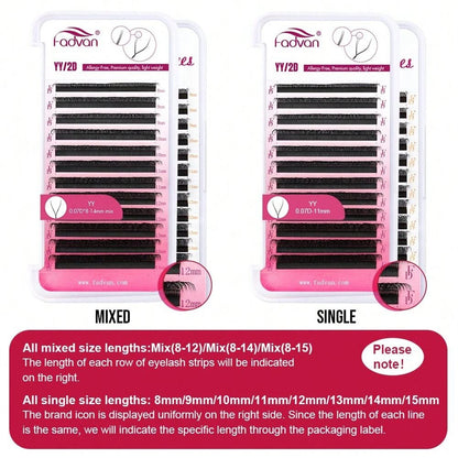 FADVAN YY Shape 6-15mm Lashes 2D 0.07/0.05mm Faux Mink C/D Curl Natural Soft Brazilian Premade Volume Fan Eyelashes Extension