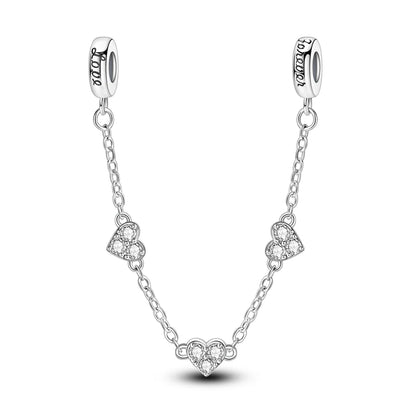 Safety Chain Charms Fit Original 925 Sterling Silver Charms Beads Moon Star Butterfly Heart Safety Chain For Women Jewelry Gifts
