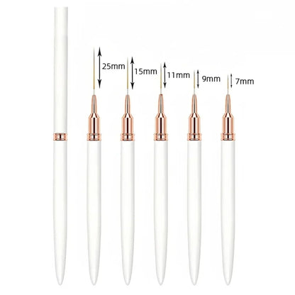 5Pcs Professional Nail Art Liner Striping Brush Nail Design Pen Ultra-thin Line Detail Drawing Painting Brush Manicure Pen Tools