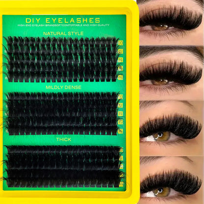 DIY lash Professional Eyelash Extension/10-16mm/Thick False Eyelashes Mixed0.07mm/D Curl Cat-Eye for a Fluffy And Dramatic Look