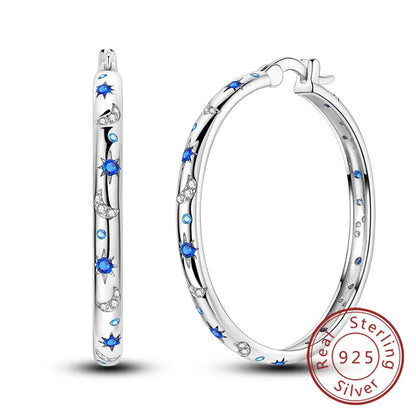 New 925 Sterling Silver Hoop Earrings Star Moon Stud Drop Earrings For Woman Party Wedding Accessories Fashion Jewelry Gift