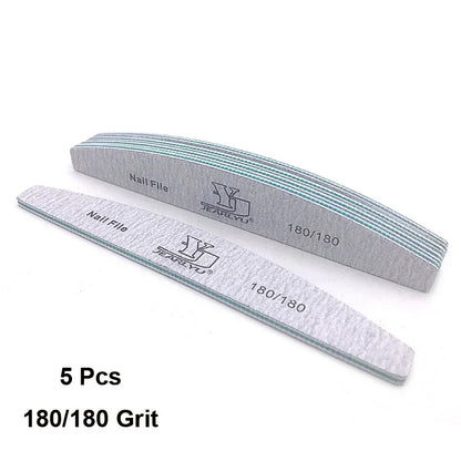 5Pcs Professional Nail File Set – 80/100/150/180/240 Grit Mix | Colorful Emery Boards for Shaping, Buffing & Cuticle Prep
