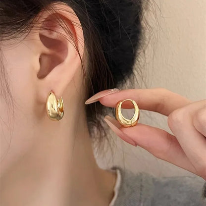 925 Sterling Silver Vintage Gold Round Earrings For Women Trendy Earring Jewelry Prevent Allergy Party Accessories Gift
