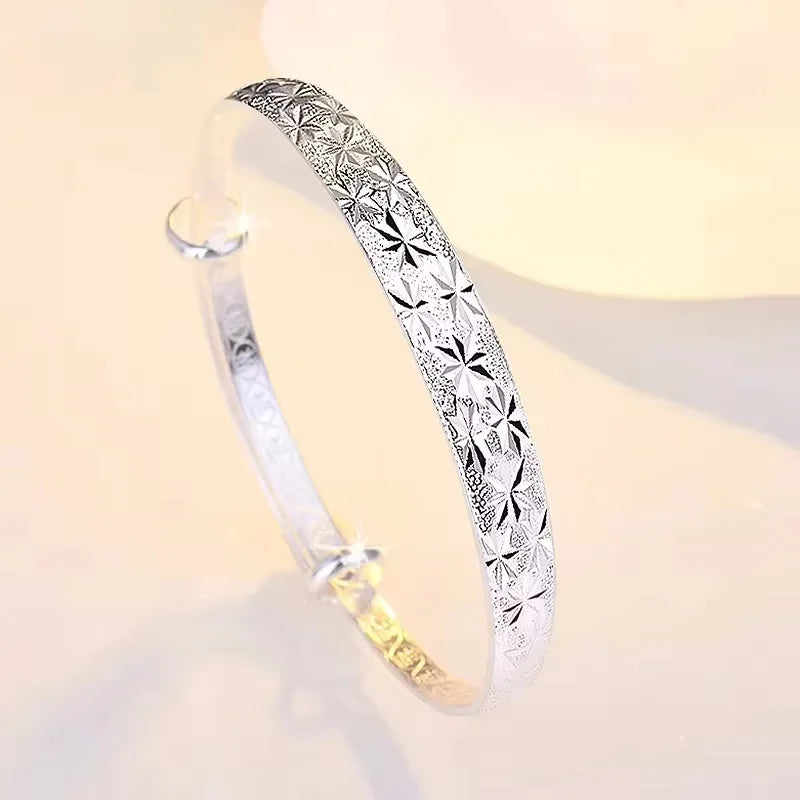925 Sterling Silver Original Romantic Gypsophila Star Bangles for Women Bracelets Fashion Party Wedding Accessories Jewelry