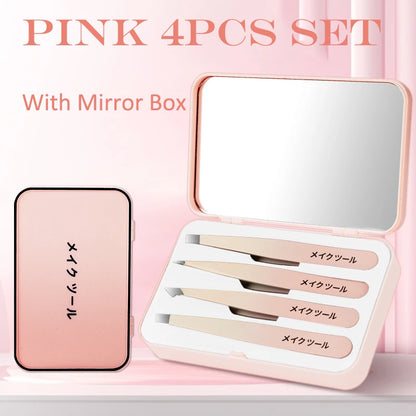 4pcs Professional Tweezers Set Perfect For Eyebrow Hair Removal Splinter & Ingrown Hair Removal & More With Storage Bag & For Me