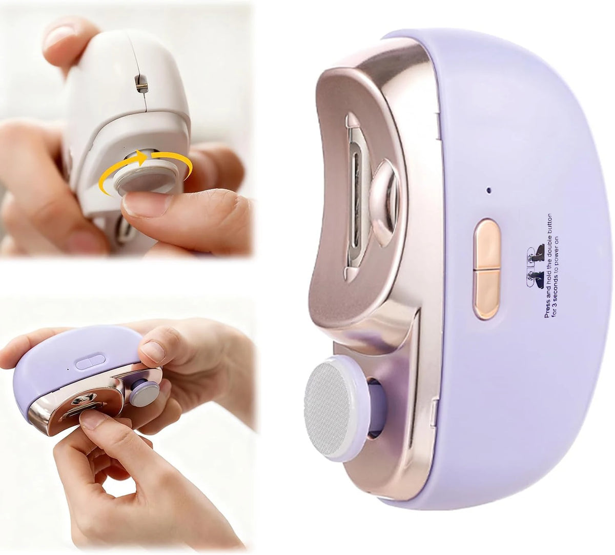 LINMANDA Portable Auto Nail Trimmer 2in1 Clipper Polisher Low Noise LED Anti-Splash Rechargeable Manicure Tool Kids Adult Senior