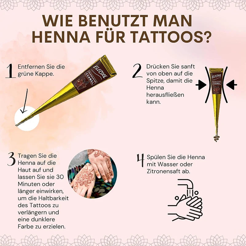 SUANGL Black Brown Red White Henna Cones Indian Henna Tattoo Paste For Temporary Tattoo Body Art Sticker Mehndi Body Paint