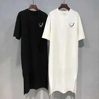 Women's Summer Loose T-shirt Dress Mid-Length Short Sleeve Casual Fashion Over-Knee Casual Dress