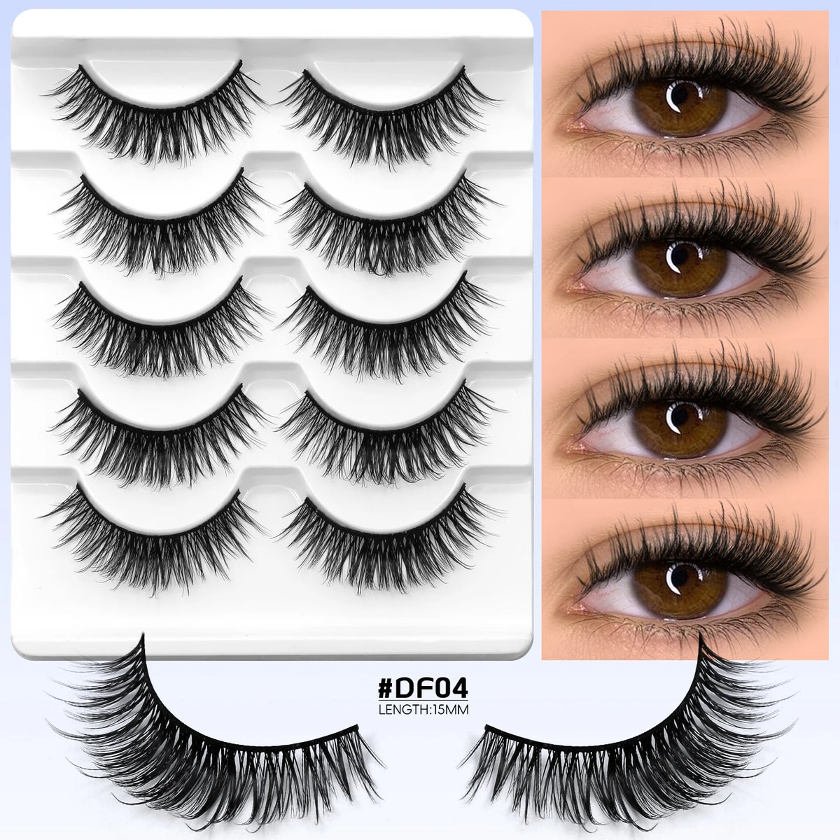 VELTRINAY Half Lashes Natural Cat Eye Eyelashes Wispy False Eyelashes 3D Volume Strip Natural Lashes Fake Eyelashes Makeup
