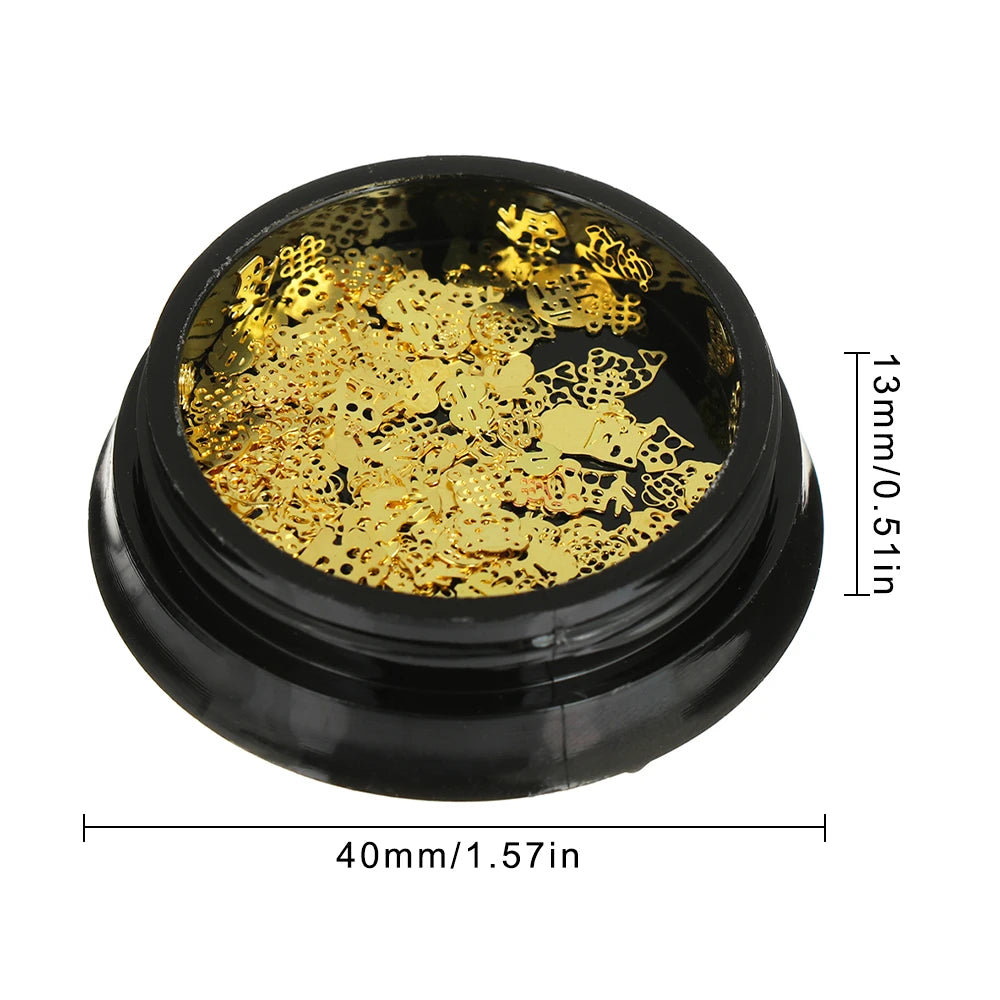 1 Box 3D DIY Steampunk Mechanical Component Gear Gold Nail Art Glitter Sequin Mixed Shape Punk Nail Art Tips Manicure Decoration